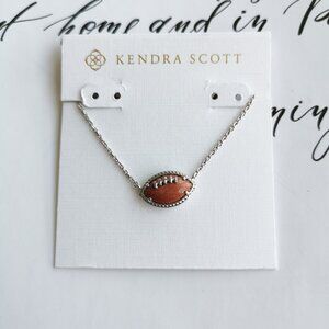 Kendra Scott Football Silver Orange Goldstone Short Necklace